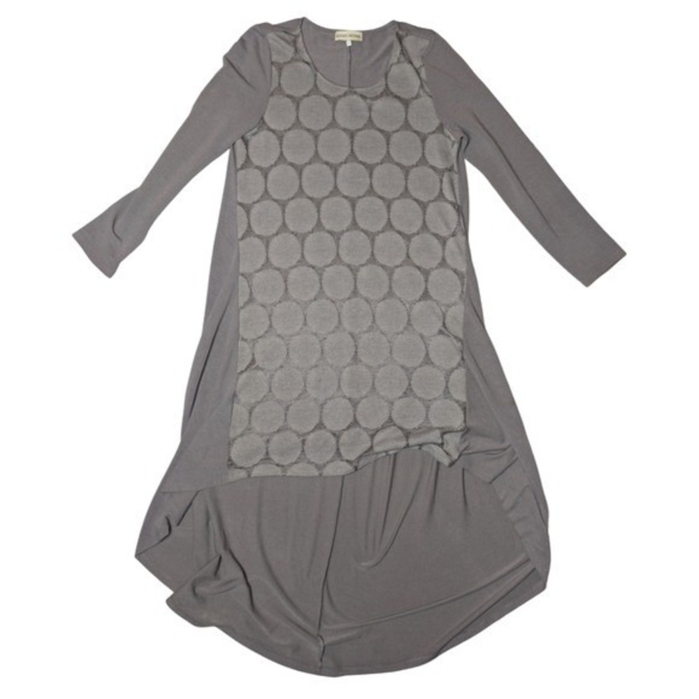 Grande Madame Women Oversized Small Taupe Long Sleeve‎ Flowy High Low Knit Dress